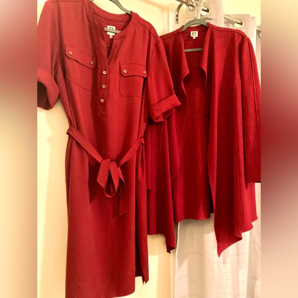 2 Piece Red Anne Klein Dress Suit